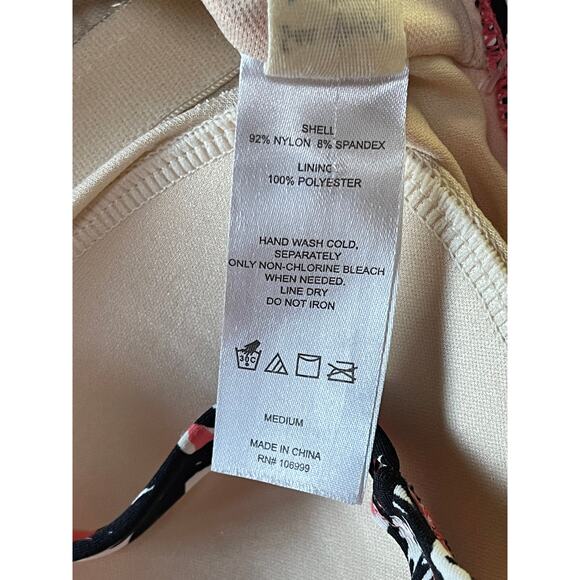 NWT Womens Sea Angel Coral Peach Black Floral Halter One Piece Swimming Suit‎ M - Picture 9 of 9